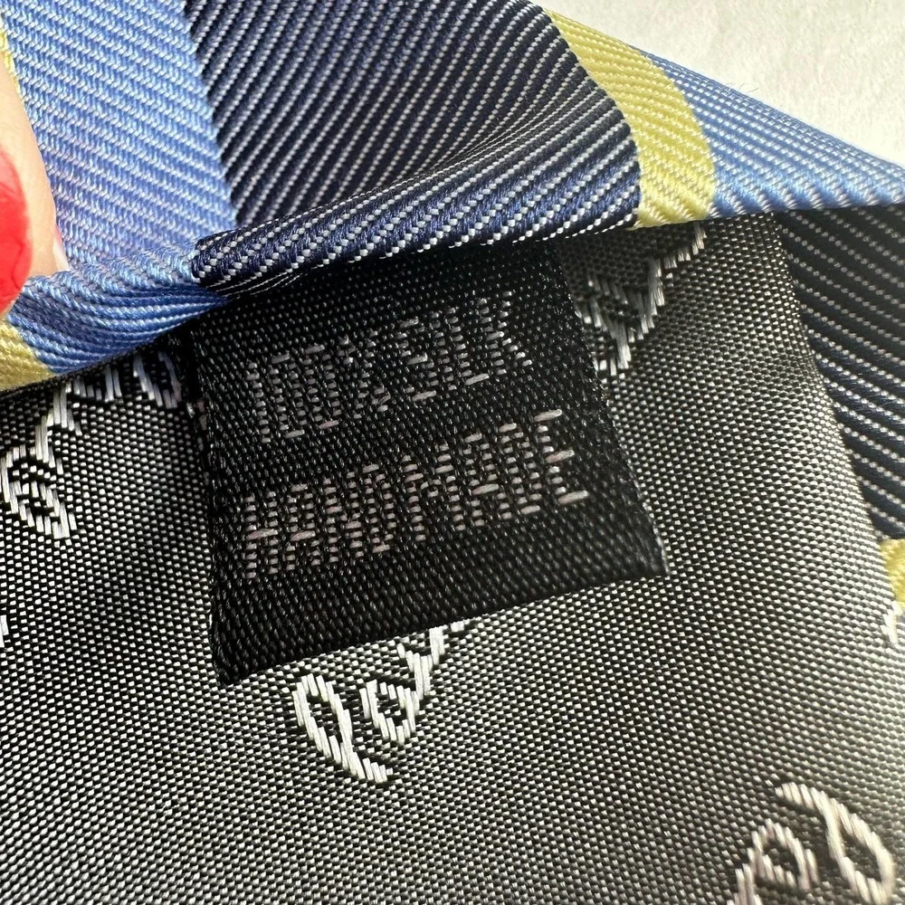 Paul‎ Smith London Blue Yellow Diagonal Striped Silk Men’s Repp Neck Tie Handmad